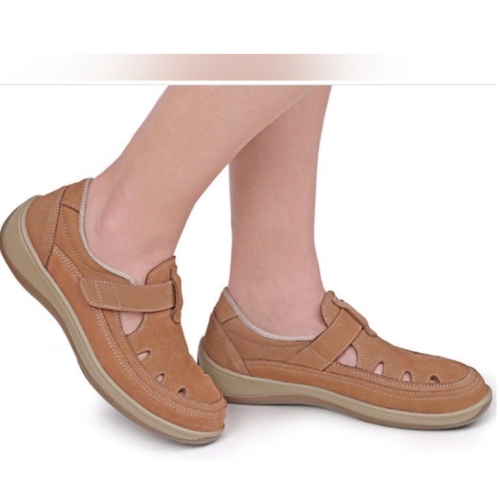 Orthofeet Leather Sanibel Mary Jane Shoes Tan Orthopedic Comfort Sz 7B
